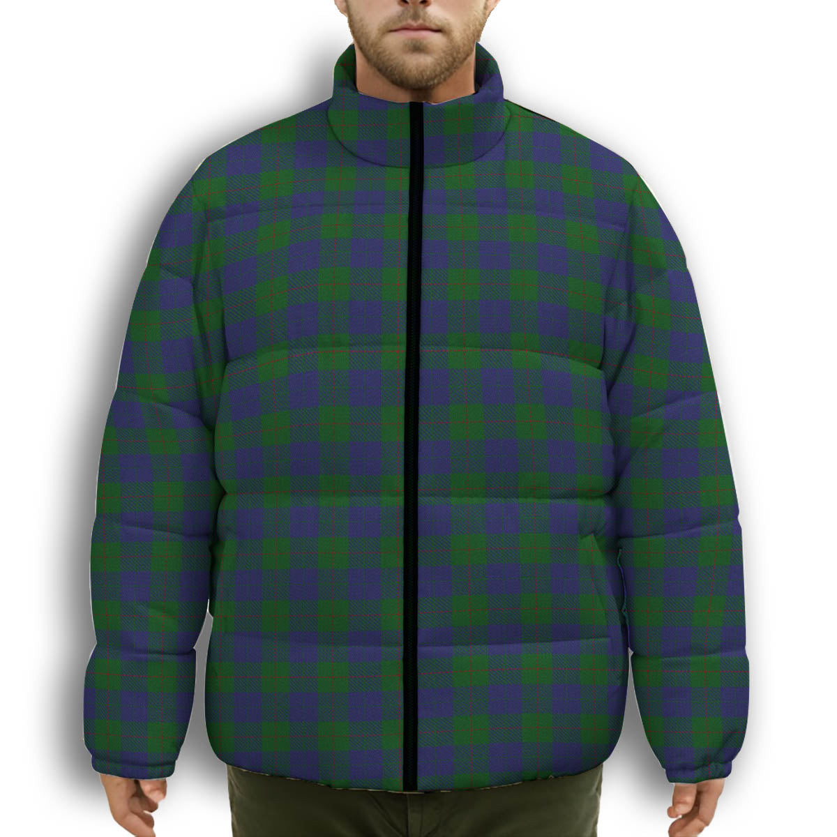 ScotsTee Shop Scottish Barclay Premium Tartan Collar Down Jacket Winter White Duck Down Plaid