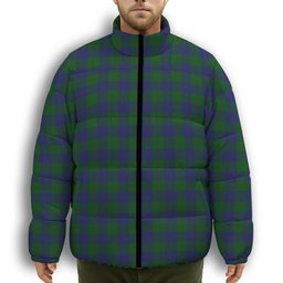 ScotsTee Shop Scottish Barclay Premium Tartan Collar Down Jacket Winter White Duck Down Plaid