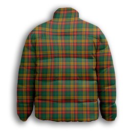 ScotsTee Shop Scottish Buchanan Ancient Clan Premium Tartan Collar Down Jacket Winter White Duck Down Plaid