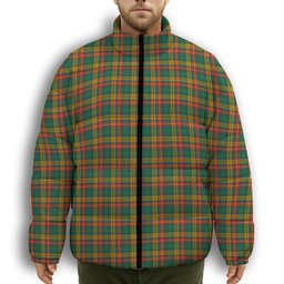 ScotsTee Shop Scottish Buchanan Ancient Clan Premium Tartan Collar Down Jacket Winter White Duck Down Plaid