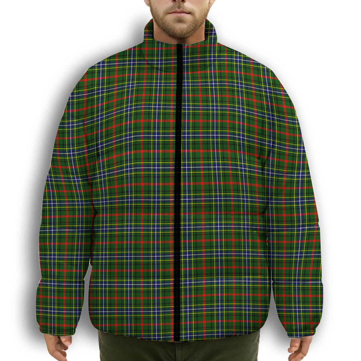 ScotsTee Shop Scottish Bisset SC Premium Tartan Collar Down Jacket Winter White Duck Down Plaid