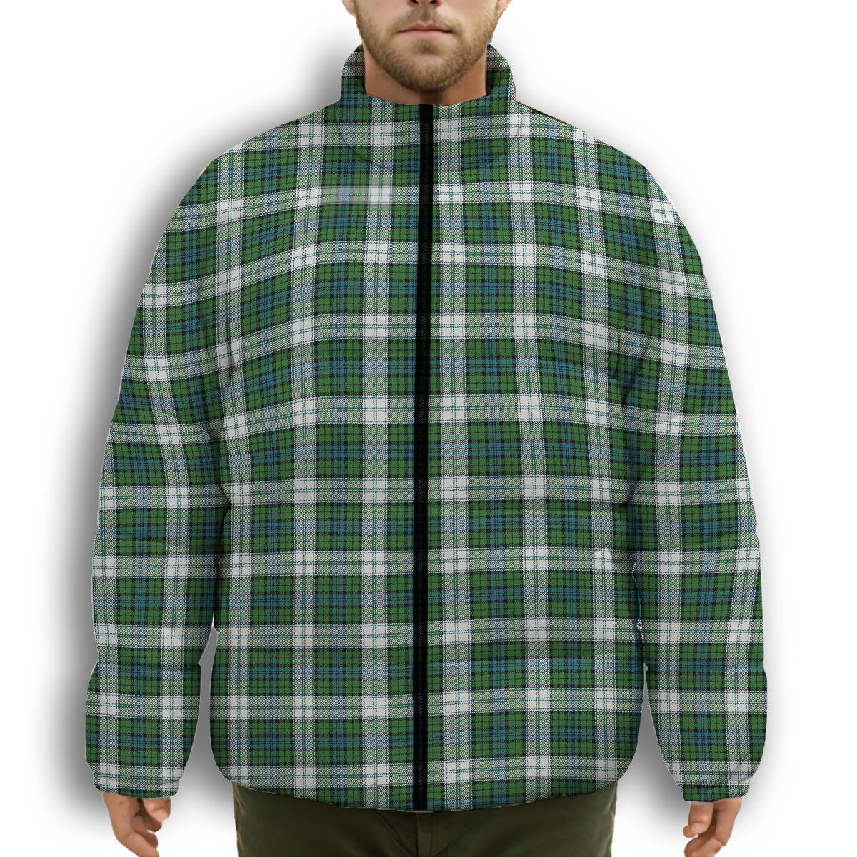ScotsTee Shop Scottish Black Watch Dress Ancient Premium Tartan Collar Down Jacket Winter White Duck Down Plaid