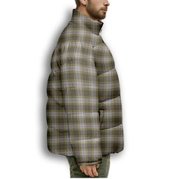 ScotsTee Shop Scottish Buchanan Dress Premium Tartan Collar Down Jacket Winter White Duck Down Plaid