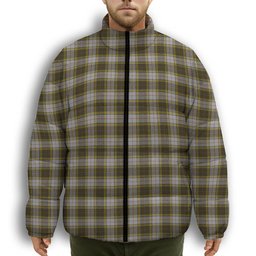 ScotsTee Shop Scottish Buchanan Dress Premium Tartan Collar Down Jacket Winter White Duck Down Plaid