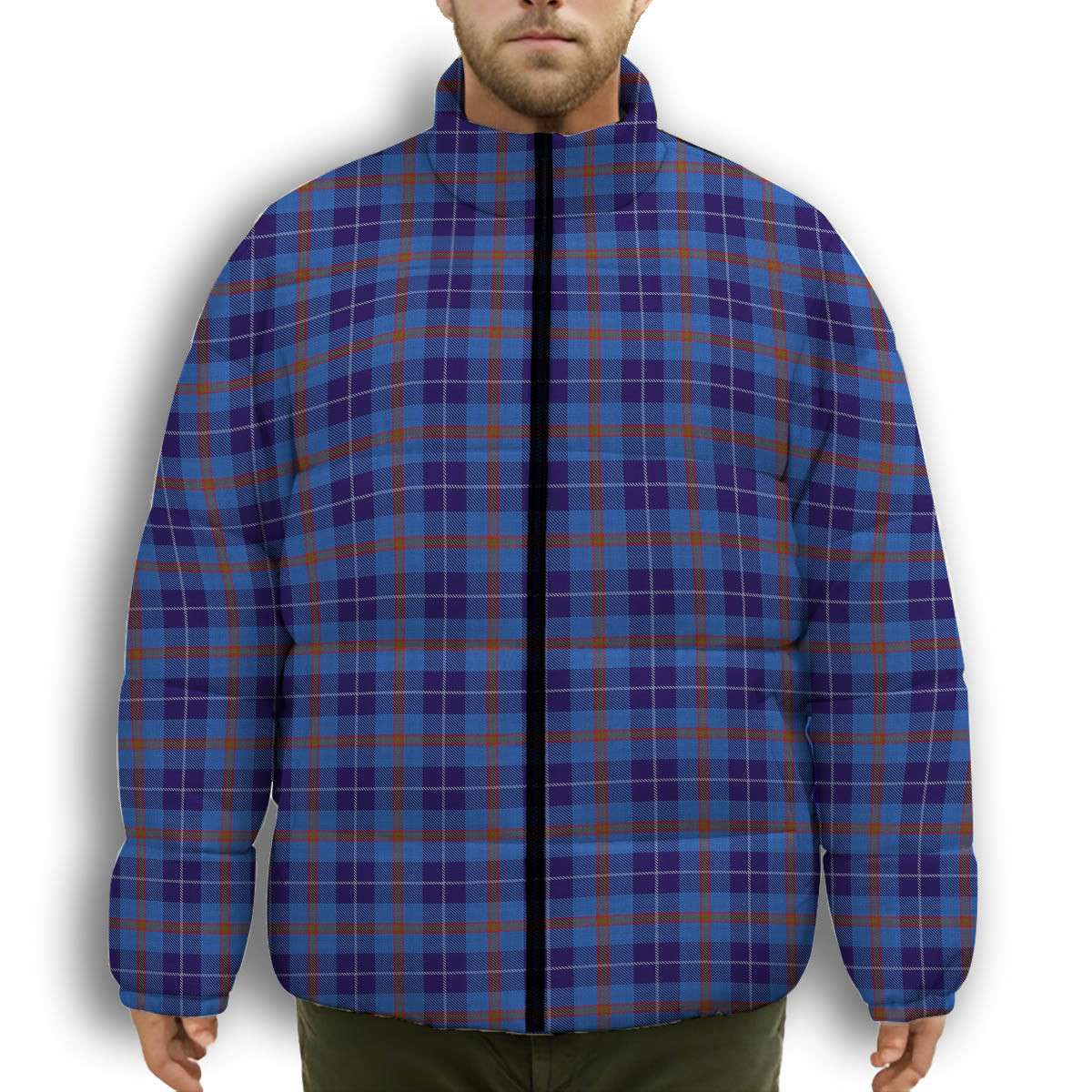 ScotsTee Shop Scottish Bryson 1988 Premium Tartan Collar Down Jacket Winter White Duck Down Plaid