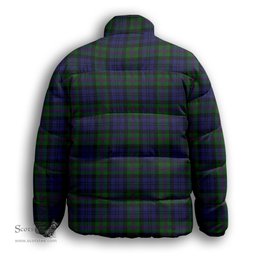 ScotsTee Shop Scottish Baird Modern Premium Tartan Collar Down Jacket Winter White Duck Down Plaid