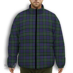 ScotsTee Shop Scottish Baird Modern Premium Tartan Collar Down Jacket Winter White Duck Down Plaid