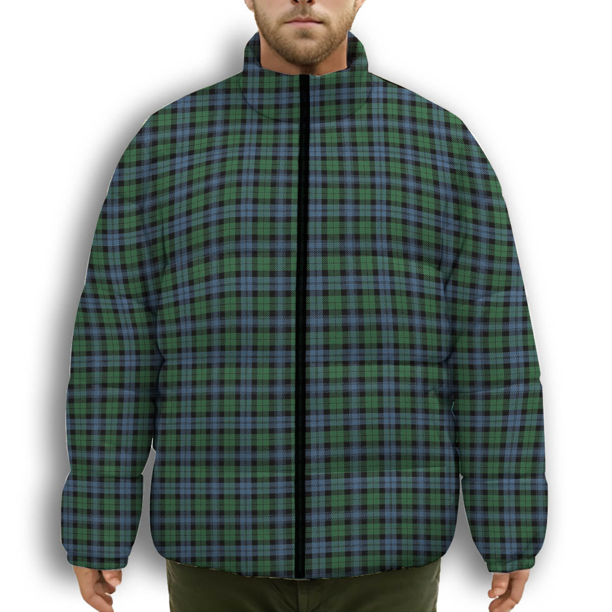 ScotsTee Shop Scottish Black Watch #3 Ancient Premium Tartan Collar Down Jacket Winter White Duck Down Plaid