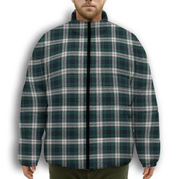 ScotsTee Shop Scottish Black Watch Dress Modern Premium Tartan Collar Down Jacket Winter White Duck Down Plaid