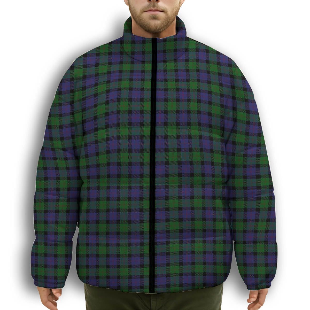 ScotsTee Shop Scottish Blair Premium Tartan Collar Down Jacket Winter White Duck Down Plaid