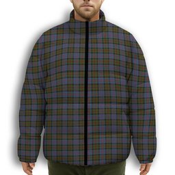 ScotsTee Shop Scottish Bowie Premium Tartan Collar Down Jacket Winter White Duck Down Plaid