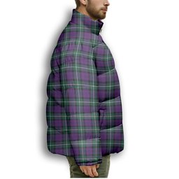 ScotsTee Shop Scottish Baillie Highland Society Modern Premium Tartan Collar Down Jacket Winter White Duck Down Plaid