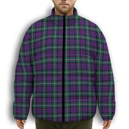ScotsTee Shop Scottish Baillie Highland Society Modern Premium Tartan Collar Down Jacket Winter White Duck Down Plaid