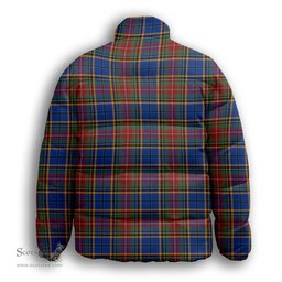 ScotsTee Shop Scottish Beattie (Beatty) Modern Premium Tartan Collar Down Jacket Winter White Duck Down Plaid