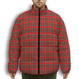ScotsTee Shop Scottish Binning Premium Tartan Collar Down Jacket Winter White Duck Down Plaid
