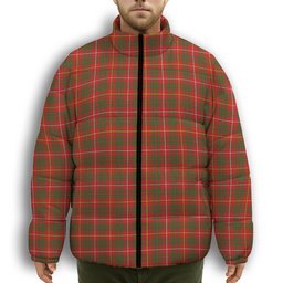 ScotsTee Shop Scottish Bruce Modern Premium Tartan Collar Down Jacket Winter White Duck Down Plaid