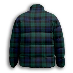 ScotsTee Shop Scottish Black Watch Large Sett Modern Premium Tartan Collar Down Jacket Winter White Duck Down Plaid