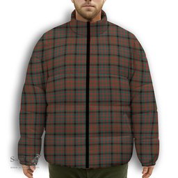 ScotsTee Shop Scottish Bowie Black Modern Premium Tartan Collar Down Jacket Winter White Duck Down Plaid