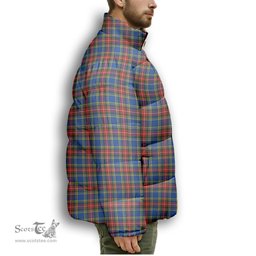 ScotsTee Shop Scottish Bethune Premium Tartan Collar Down Jacket Winter White Duck Down Plaid
