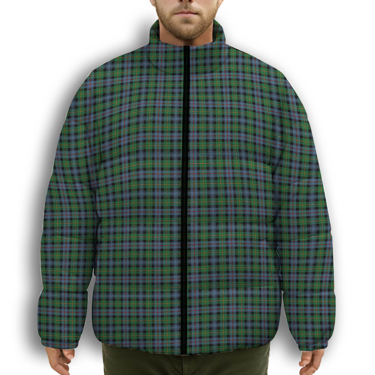 ScotsTee Shop Scottish Baillie of Lamington Ancient Clan Premium Tartan Collar Down Jacket Winter White Duck Down Plaid
