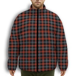 ScotsTee Shop Scottish Brown Ancient Premium Tartan Collar Down Jacket Winter White Duck Down Plaid