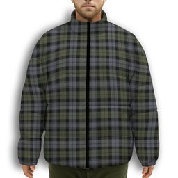 ScotsTee Shop Scottish Black Watch Large Sett Ancient Premium Tartan Collar Down Jacket Winter White Duck Down Plaid