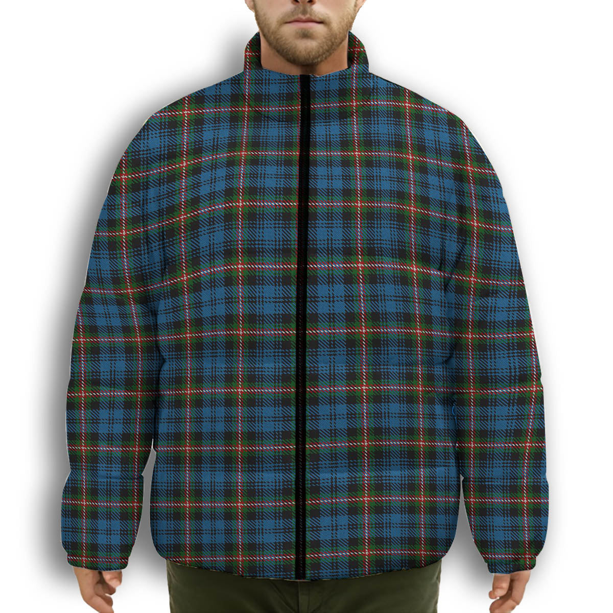 ScotsTee Shop Scottish Blanton Dress Premium Tartan Collar Down Jacket Winter White Duck Down Plaid