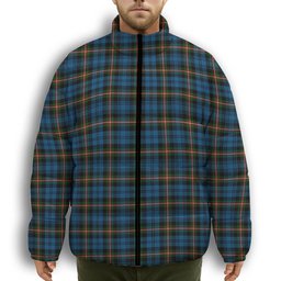 ScotsTee Shop Scottish Blanton Dress Premium Tartan Collar Down Jacket Winter White Duck Down Plaid