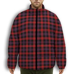ScotsTee Shop Scottish Broun Modern Premium Tartan Collar Down Jacket Winter White Duck Down Plaid