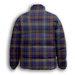 ScotsTee Shop Scottish Balfour Blue Modern Premium Tartan Collar Down Jacket Winter White Duck Down Plaid