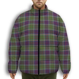 ScotsTee Shop Scottish Bowie Modern Premium Tartan Collar Down Jacket Winter White Duck Down Plaid