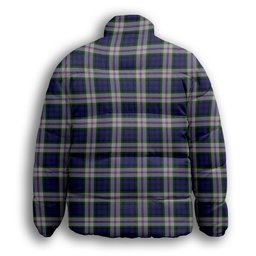ScotsTee Shop Scottish Baird Dress Premium Tartan Collar Down Jacket Winter White Duck Down Plaid