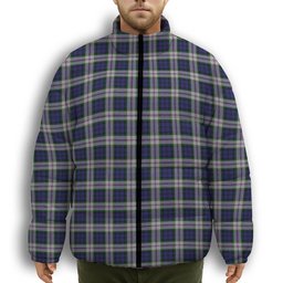 ScotsTee Shop Scottish Baird Dress Premium Tartan Collar Down Jacket Winter White Duck Down Plaid