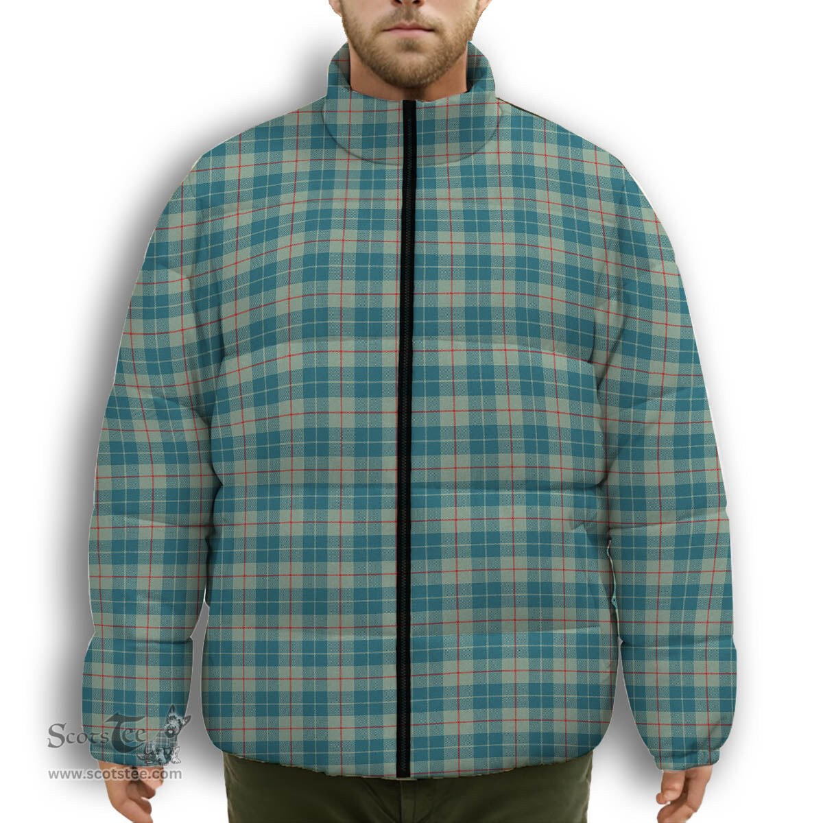 ScotsTee Shop Scottish Barclay Hunting #2 Ancient Clan Premium Tartan Collar Down Jacket Winter White Duck Down Plaid