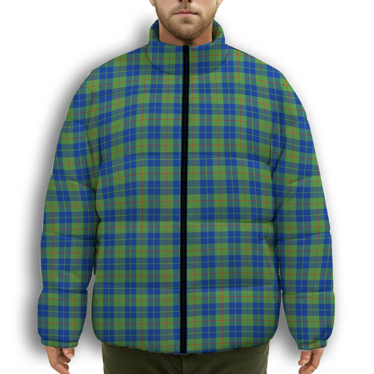 ScotsTee Shop Scottish Barclay Hunting Ancient Premium Tartan Collar Down Jacket Winter White Duck Down Plaid