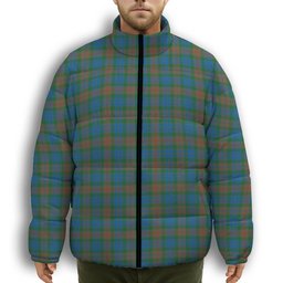 ScotsTee Shop Scottish Buchanan Hunting Ancient Premium Tartan Collar Down Jacket Winter White Duck Down Plaid