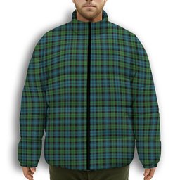 ScotsTee Shop Scottish Black Watch Ancient Clan Premium Tartan Collar Down Jacket Winter White Duck Down Plaid