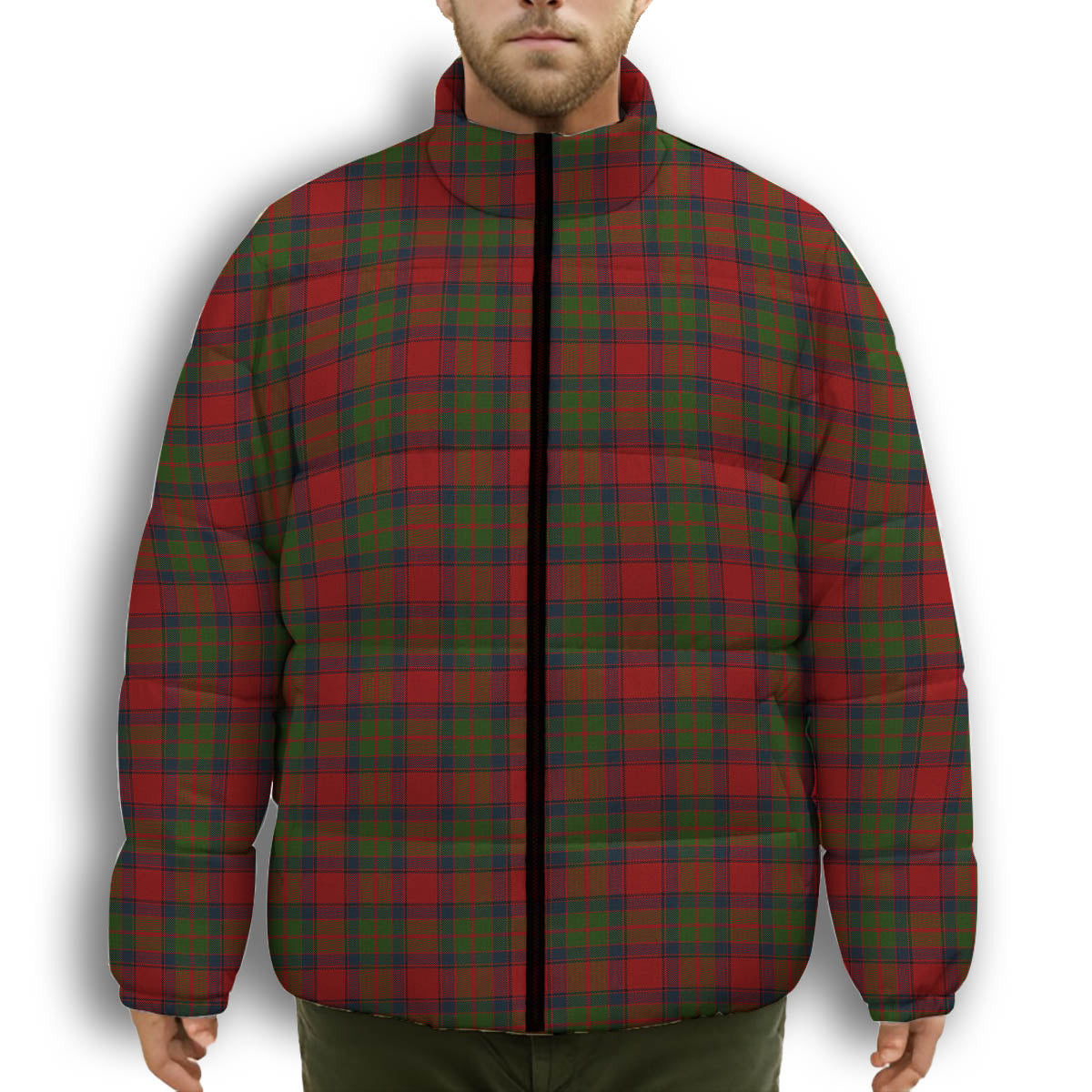 ScotsTee Shop Scottish Buccleuch Premium Tartan Collar Down Jacket Winter White Duck Down Plaid
