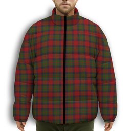 ScotsTee Shop Scottish Buccleuch Premium Tartan Collar Down Jacket Winter White Duck Down Plaid