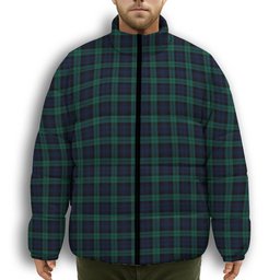 ScotsTee Shop Scottish Black Watch Modern Clan Premium Tartan Collar Down Jacket Winter White Duck Down Plaid