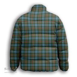 ScotsTee Shop Scottish Brisbane Modern Premium Tartan Collar Down Jacket Winter White Duck Down Plaid