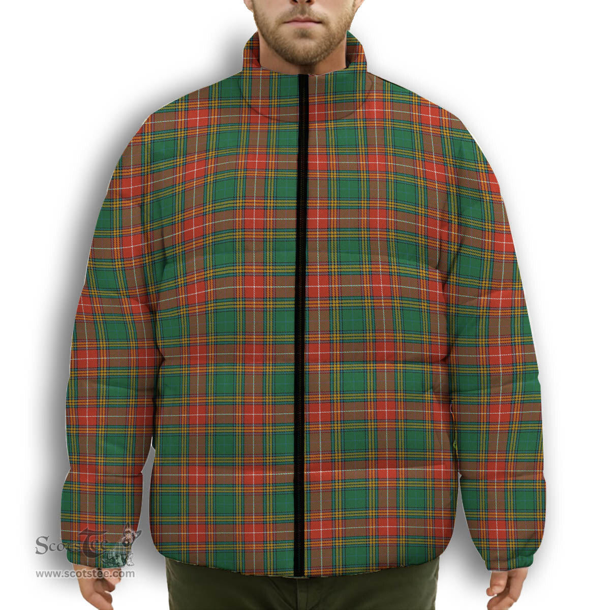 ScotsTee Shop Scottish Baxter Ancient Premium Tartan Collar Down Jacket Winter White Duck Down Plaid