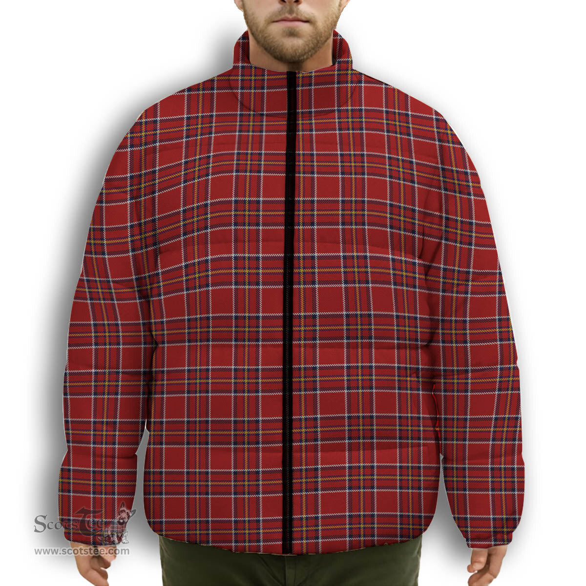 ScotsTee Shop Scottish Brodie W & A Smith Premium Tartan Collar Down Jacket Winter White Duck Down Plaid