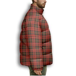 ScotsTee Shop Scottish Brodie Red Ancient Premium Tartan Collar Down Jacket Winter White Duck Down Plaid