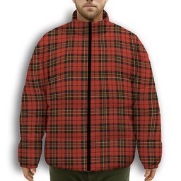 ScotsTee Shop Scottish Brodie Red Ancient Premium Tartan Collar Down Jacket Winter White Duck Down Plaid