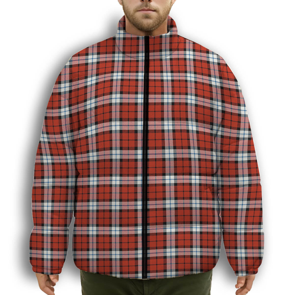 ScotsTee Shop Scottish Brodie Dress Ancient Premium Tartan Collar Down Jacket Winter White Duck Down Plaid