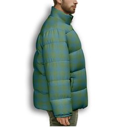 ScotsTee Shop Scottish Barclay Hunting Ancient Clan Premium Tartan Collar Down Jacket Winter White Duck Down Plaid