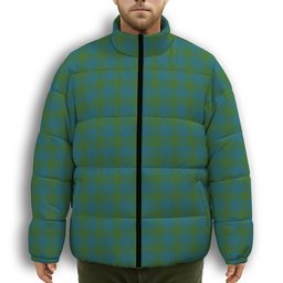 ScotsTee Shop Scottish Barclay Hunting Ancient Clan Premium Tartan Collar Down Jacket Winter White Duck Down Plaid
