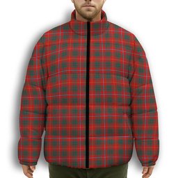 ScotsTee Shop Scottish Bruce County Modern Premium Tartan Collar Down Jacket Winter White Duck Down Plaid