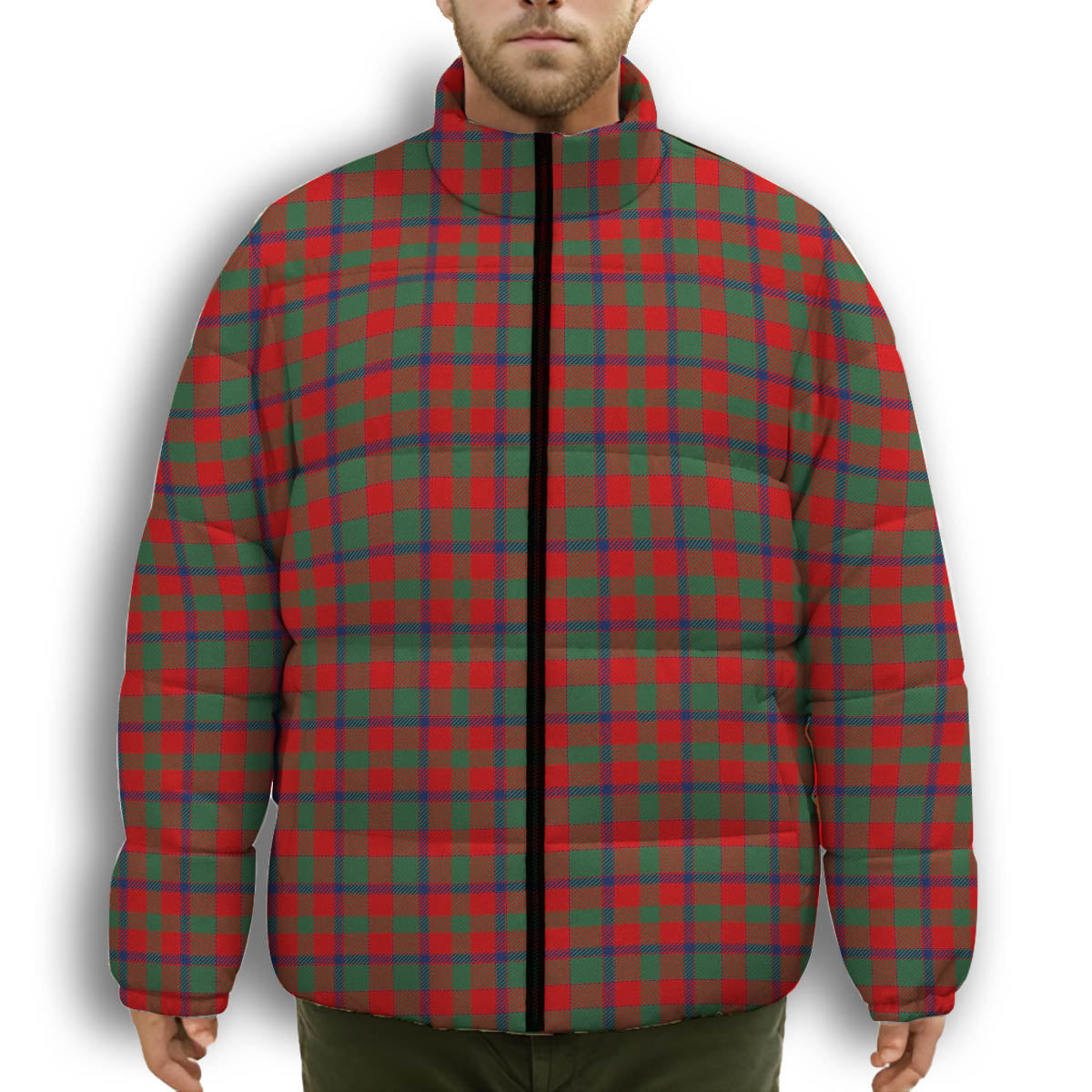 ScotsTee Shop Scottish Bruce Old Modern Premium Tartan Collar Down Jacket Winter White Duck Down Plaid